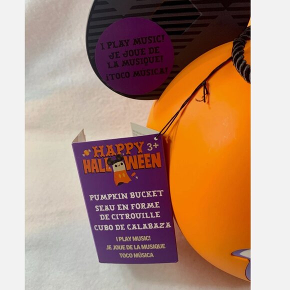 Disney Parks Mickey Mouse Light Up Musical Pumpkin Trick or Treat Bucket New - Picture 8 of 8